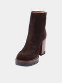 High-heeled leather ankle boots - Dark brown