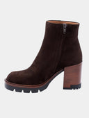 High-heeled leather ankle boots - Dark brown