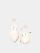 Leren ballerina's - Ivoor