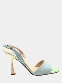 Sandales Albano pailletées vert d'eau avec talon haut
Chaussures Albano à brides scintillantes et semelle en cuir
Sandales à talon de 11 cm Albano, couleur vert d'eau et bleu
Zoom sur les paillettes et les finitions des sandales Albano
