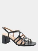 Sandalen met vierkante middelhoge hak - Zwart