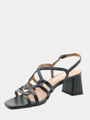 Sandalen met vierkante middelhoge hak - Zwart