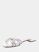 Rhinestone Flat Mules - Silver
