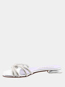 Rhinestone Flat Mules - Silver