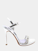 Sandalen met strassteentjes en hak - Metallic zilver