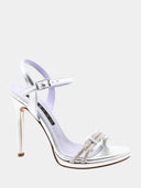 Sandalen met strassteentjes en hak - Metallic zilver