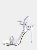 Sandalen met strassteentjes en hak - Metallic zilver
