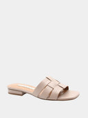 Flat leather mules - Beige