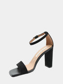 Women's Velvet Heeled Sandals - Black