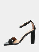 Women's Velvet Heeled Sandals - Black