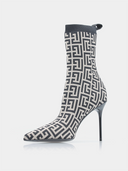 Skye Monogram Knit Bootie - Ivory/Black