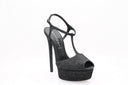 Platform leather sandals - Black Denim