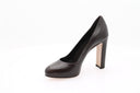 Block Heel Court Shoe - Dark Brown