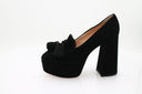 70s Black Velvet Platform Sandals