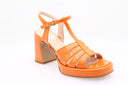 Patent Leather Heeled Sandal - Orange