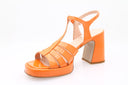 Patent Leather Heeled Sandal - Orange