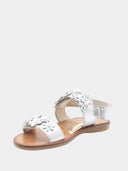 Open-toe sandals for kids with silver flowers - Silver