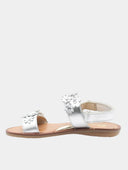 Open-toe sandals for kids with silver flowers - Silver
