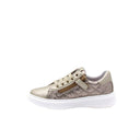 Laminated leather and quilted fabric trainers - Gold