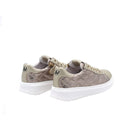 Laminated leather and quilted fabric trainers - Gold
