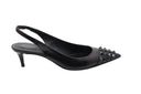 Leren slingback pumps - Zwart