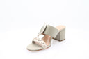 Braided leather mules - Grey-green