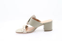 Braided leather mules - Grey-green