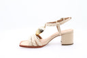 Braided raffia leather sandals - Cream