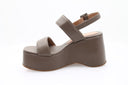 Leather Platform Sandals - Brown