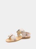 Glenn Flat Sandals with Pink and Silver Flowers - Powder Pink