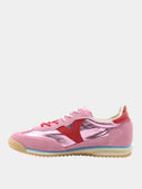 Retro lage sneakers met contrasterende veters - Roze