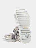 Children's open-toe sandals with reptile print - White and grey