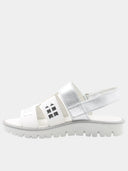 Children's open-toed sandals with straps and silver details - White and grey