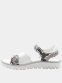 Children's open-toe sandals with reptile print - White and grey