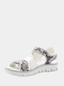 Children's open-toe sandals with reptile print - White and grey