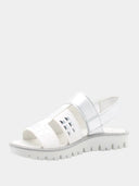 Children's open-toed sandals with straps and silver details - White and grey